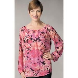 CAbi #590 Pinky Blouse Sheer Chiffon Pink Floral